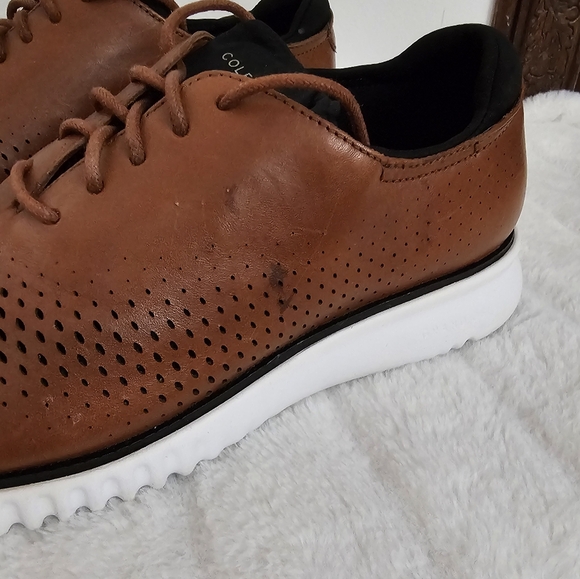 Cole Haan Mens 2.Zerogrand British Tan & Ivory Laser Wingtip Oxfords Size 8.5 - Picture 8 of 14